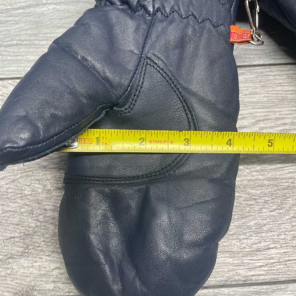 Vintage Kombi Blue Leather Mittens Diamond Pattern Women's Medium - Picture 5 of 8